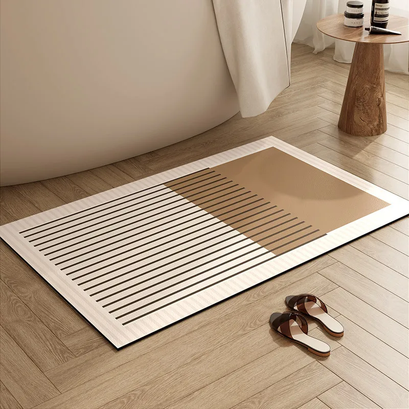 Modern Bath Mats Simple Super Absorbent Bathroom Floor Mat Non Slip Toielt Foot Pad Balcony Entryway Home Kitchen Diatom Mud Rug