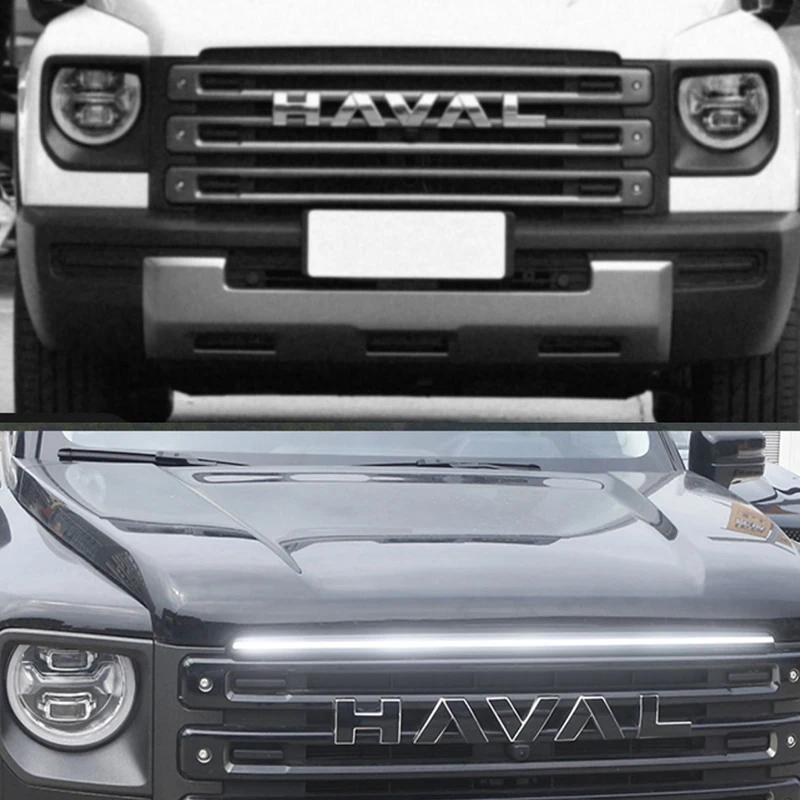 For GWM Haval Raptor Meng Long 2023 2024 Central Net Through Light LED Exterior Modification Accessories