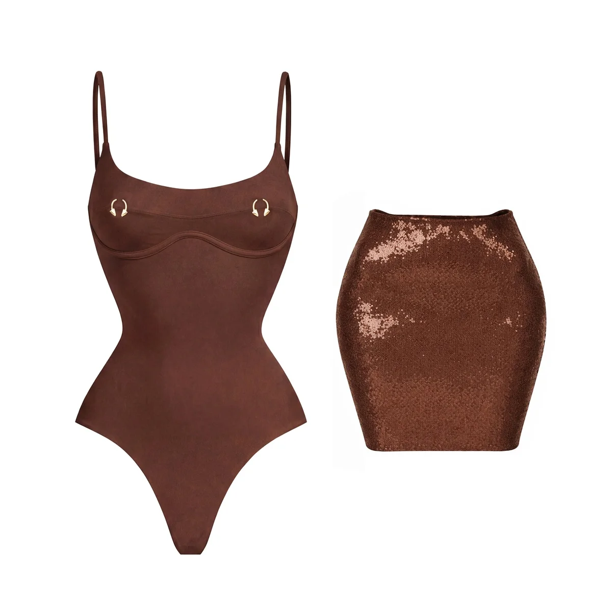 2026 2-teiliger Sexy Damen Einteiler Badeanzug Einfarbiger Biquini High-Cut Monokini Push-Up Schwimmanzug Bademode Strandkleidung