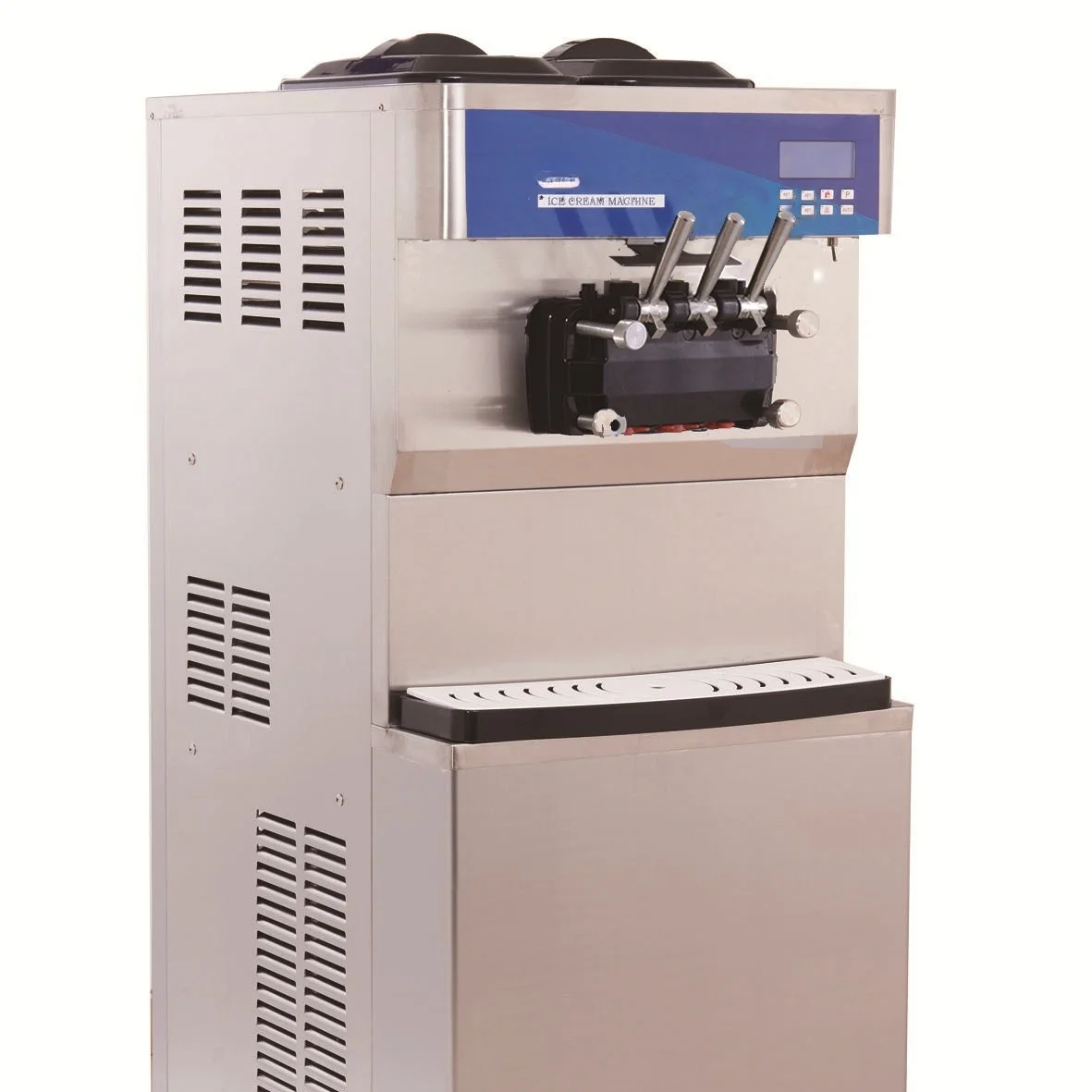 BKN-B46 Commercial Three-Head Soft Ice Cream Machine Vertical Ice Cream Machine Crisp Cone Production Factory Direct Supply