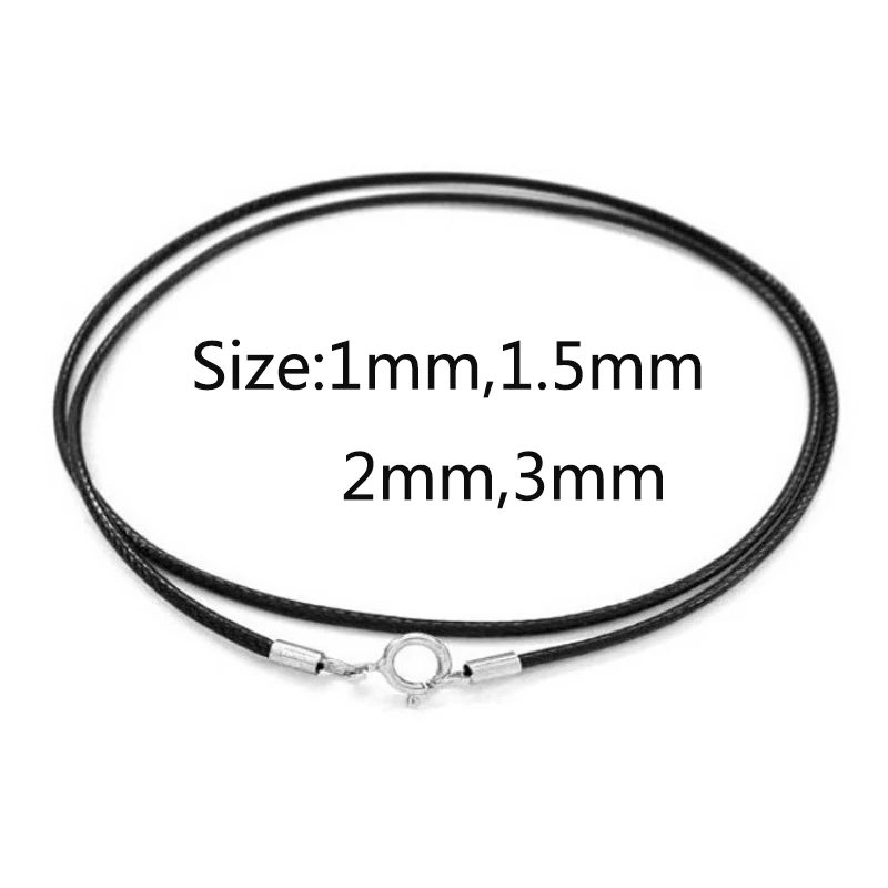 

925 silver needle Buckle Black Leather Cord Wax Rope Link Chain Choker Necklace Men Jewelry Gifts for Pendant Jewelry Making