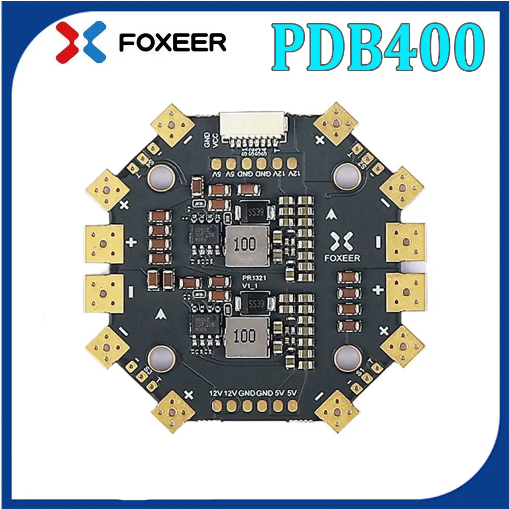 

Панель Аккумуляторная Foxeer PDB400 8S 400A PDB, 12 втулок, для радиоуправляемых многовинтовых самолетов, вертолетов, FPV, большого радиуса действия, запчасти для сборки