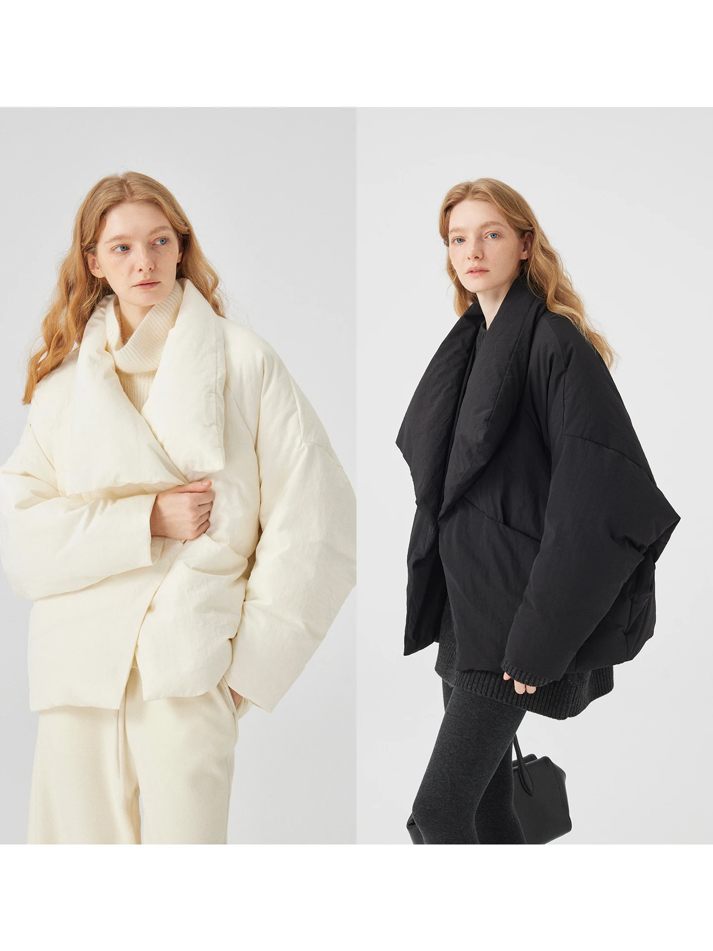 

Loose Fit Asymmetric Stand Collar down Jaet Women's Warmth Comfortable White Goose Feather Lightweight Casual Sle