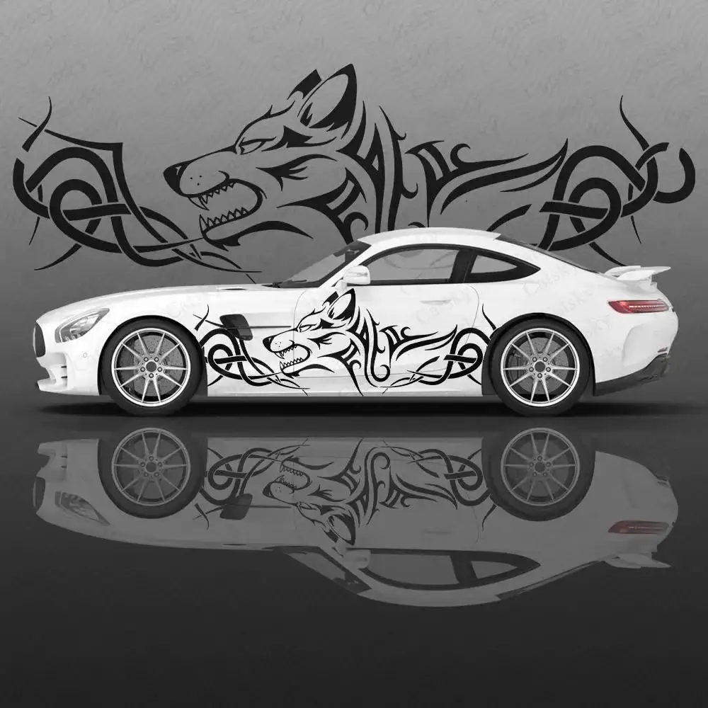 

Totem Wolf Car Body Sticker Anime Itasha Vinyl Car Side Decal Sticker Auto Accessories Decoration Sticker Cars Protective Film