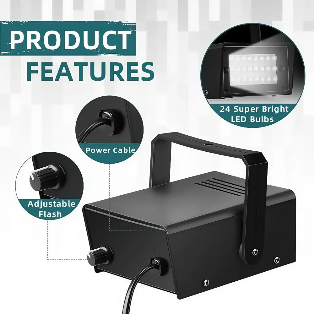 Professional 24LED LED Strobe Light Super Bright Adjustable Flash Stage Light Strobe Party Lights Party