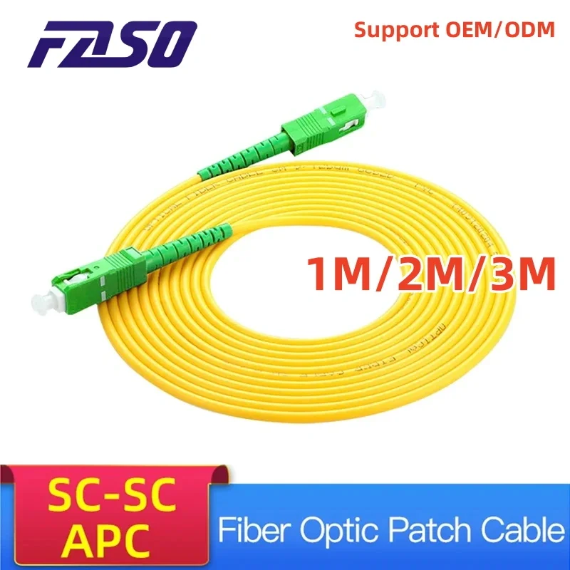 

20Pcs SC/APC Fiber Optic Patch Cord Simplex 3.0mm Singlemode G652D FTTH Optical Fiber Cable Yellow LSZH Jacket Jumper 1/2/3m