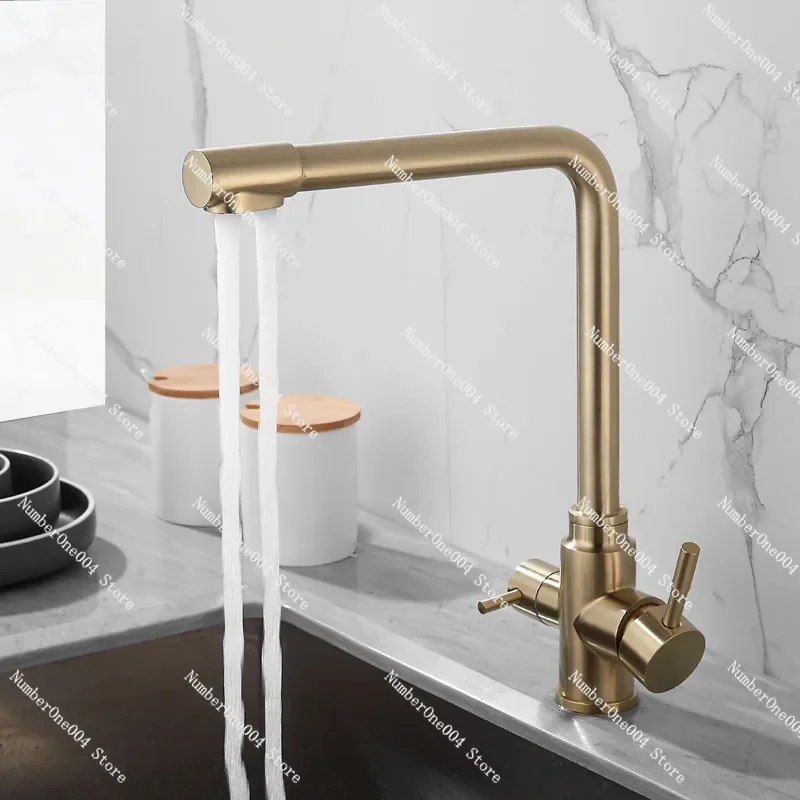 Purifier Kitchen Sink Faucet Hot & Cold Antique Brass Mixer Taps Rotating Deck Mounted Brushed Gold/Chrome/Black/Nickel