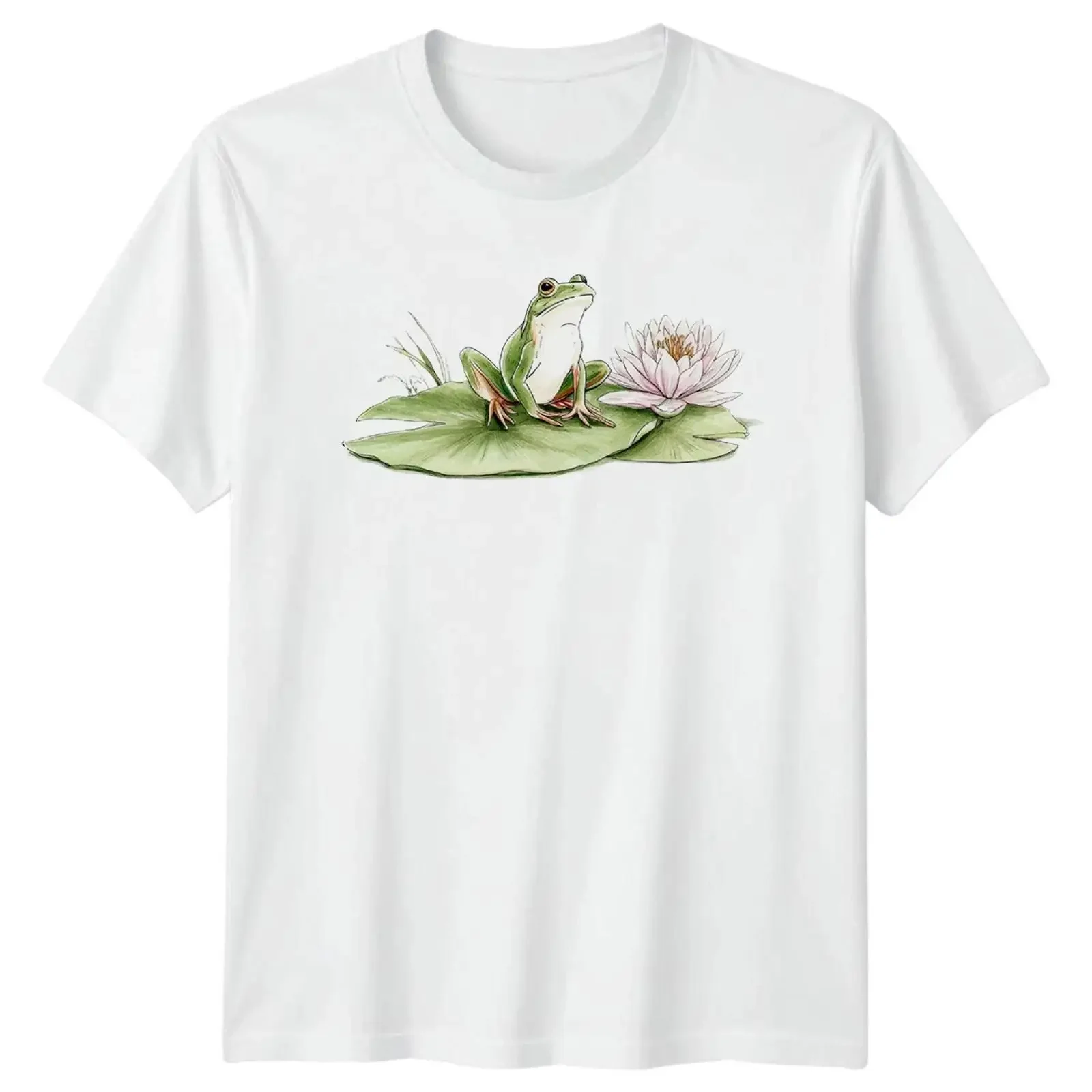 Frosch Lilie Pad Tiere Frösche Herren T Shirt Damen Grafik Top vintage Washed graphic Slightly Soft Stretched fashion Versatile
