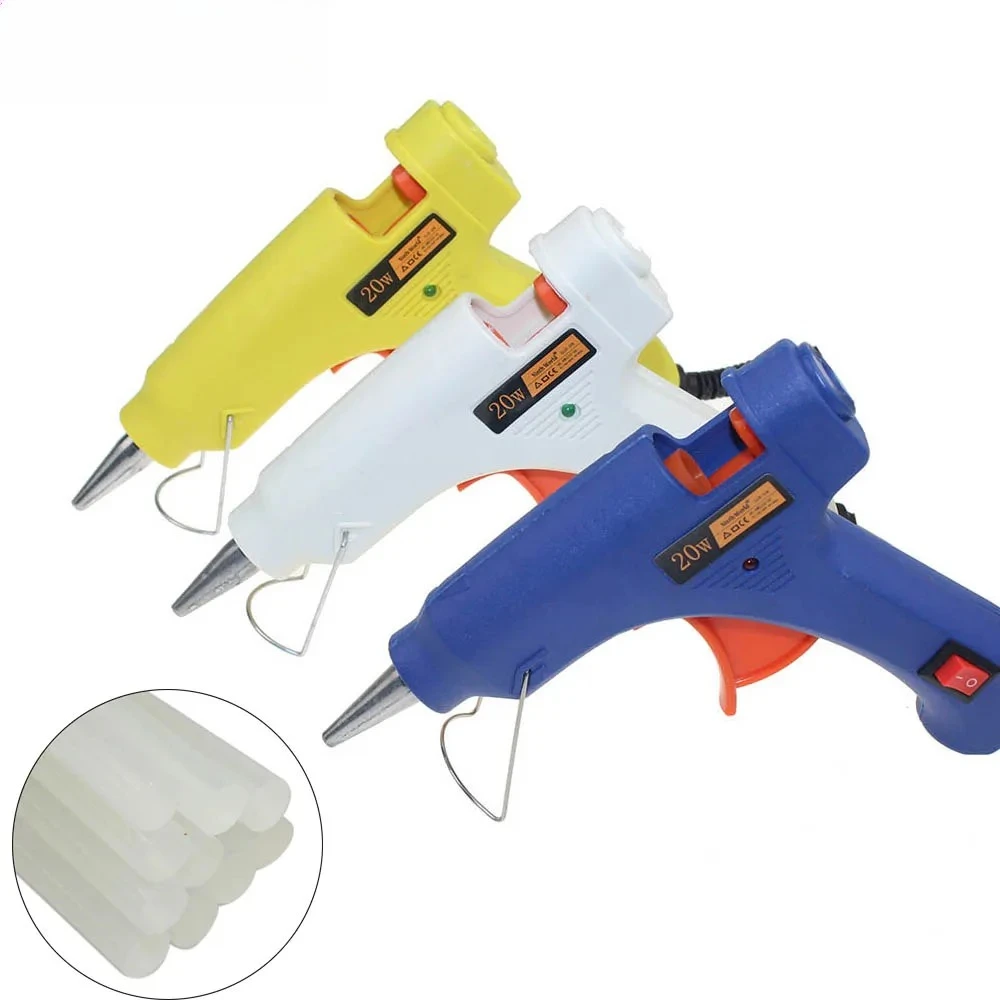 100-240V 20W Hot Melt Glue Gun - Electric Thermo Heat Repair Tool for Daily DIY & Small Repairs, With 10 Pcs 3-Color Glue Sticks