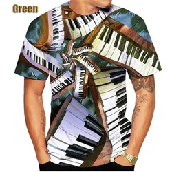 3D Print Piano Graphic T Shirts For Men Women Summer Casual Short Sleeve Music Patterntee Tops Streetwear Mens Oversized Tshirt