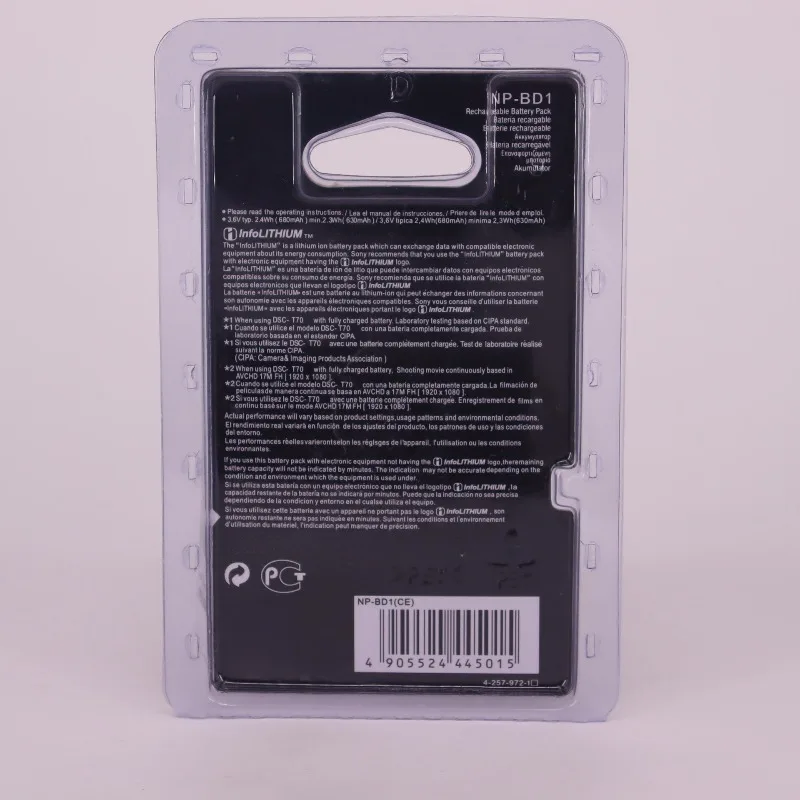 Bateria NP-BD1 680mAh para Sony Cybershot DSC-T2 DSC-T90 DSC-T900 Câmera Digital Substituição Completa Decodificada para Sony NP-BD1