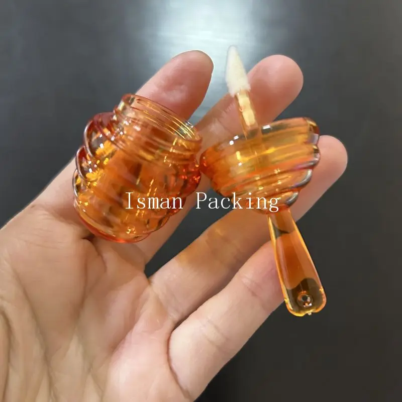 50Pcs hot sale empty unique cute honey comb lip balm lipgloss packaging clear bee lip gloss container tubes with wands 5ml