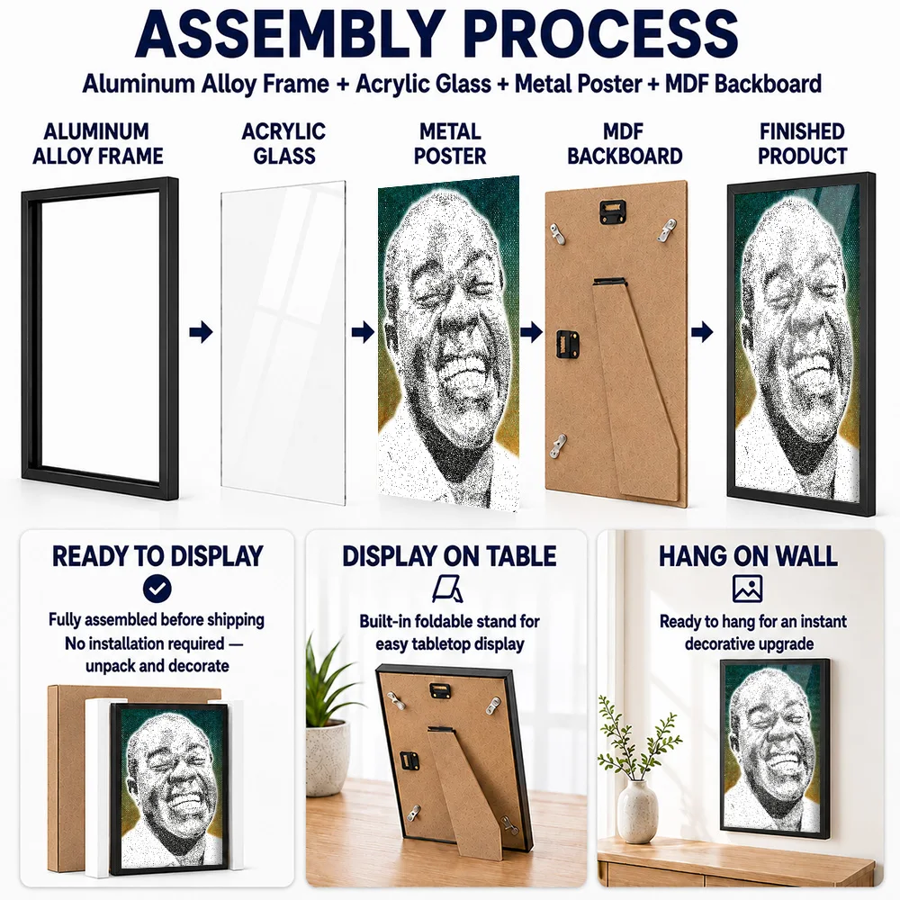 Louis Armstrong Metal Poster With Aluminum Alloy Frame Personalized Photo Classic Jazz Style Wall Art For Music Room Fan Gift