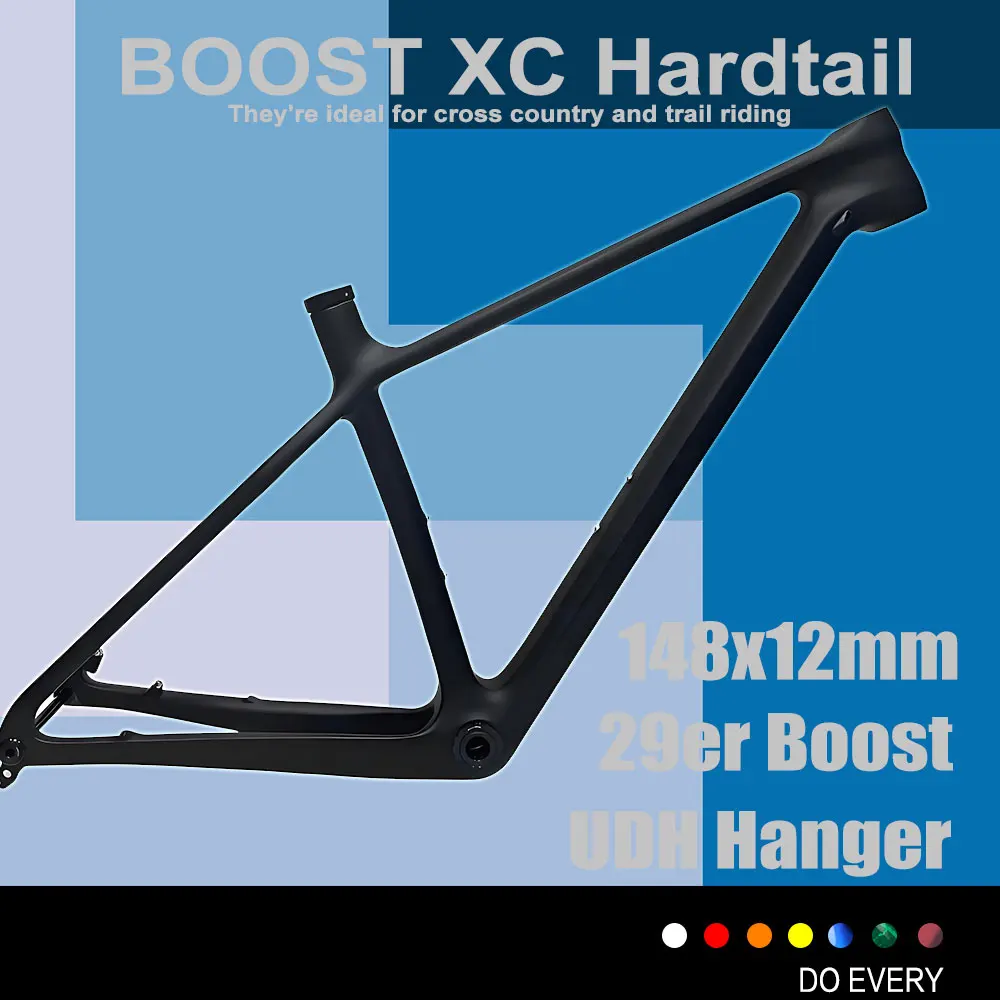 

Новинка 2025 года, полностью карбоновая рама 29er MTB, карбоновая рама Hardtail, велосипедная рама T47 148x12 мм, усиление 15/17/19 дюймов, комплекты велосипедных рамок, велосипедные UDH
