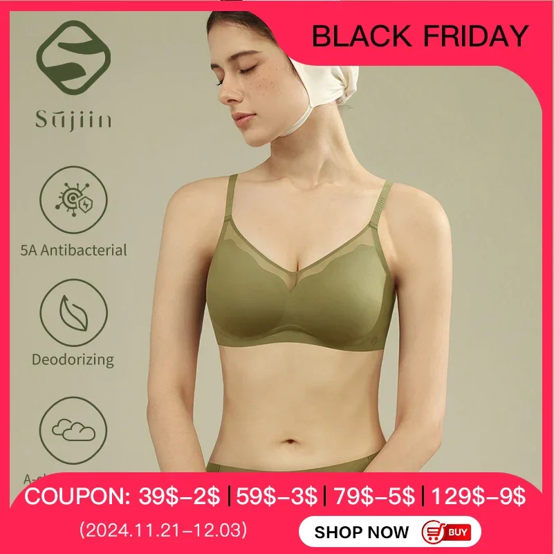 SUJIIN Women's Push Up Seamless Bra Female Wireless Everyday Supportive Lift Bras for Women Thin Breathable Bralette Woman MX228