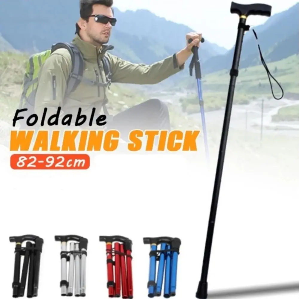 

Expandable Aluminum Outdoor Trekking Poles Quick Adjustable Locks Folding Walking Sticks EVA Telescopic Wading Staff Women