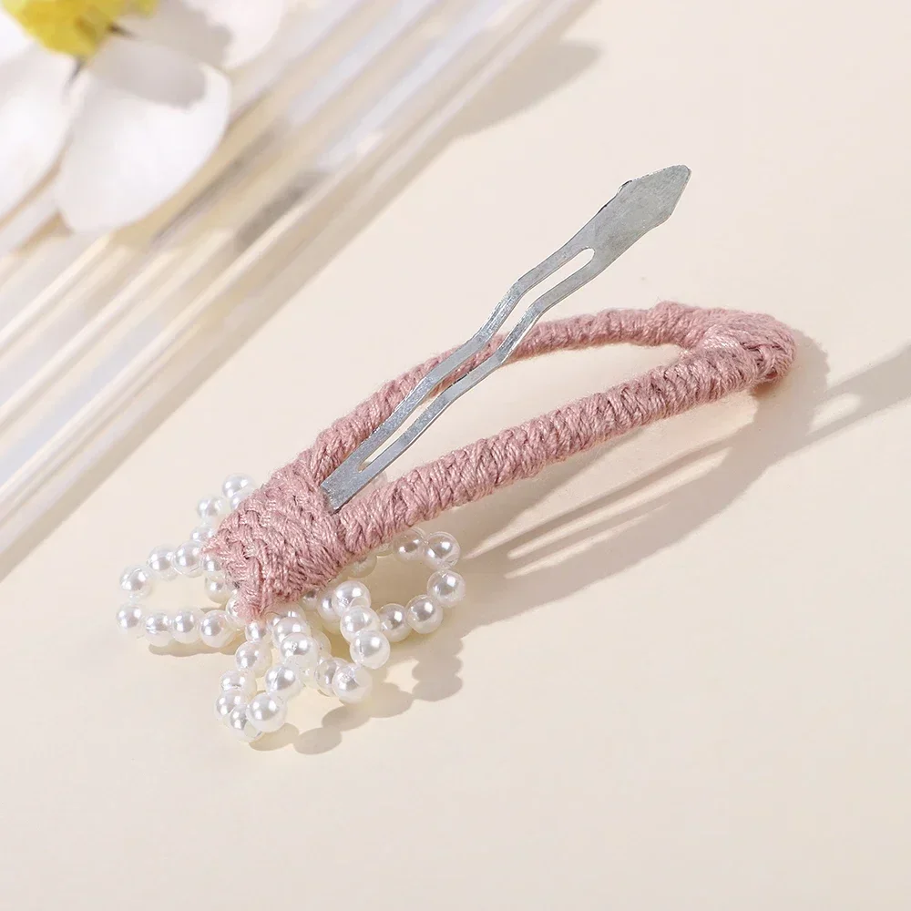 2pcs Girls Ins Imitation Pearl Bow Hair Clips Baby Girl Hairpins for Kids Barette Princess Hooks Infant Accessories Wholesale