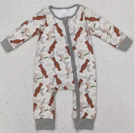 

Boutique Baby Boys Rompers Camo Duck Call Zip Rompers Fashion Boys Onesie Toddler Boys Rompers