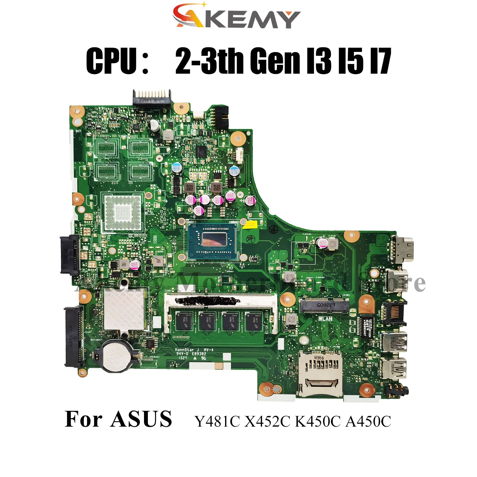 

X450CA Laptop Motherboard For ASUS VivoBook X450CL X450CC A450C Y481C X452C X450C X450CP K450C Mainboard With I3 I5 I7 CPU stk