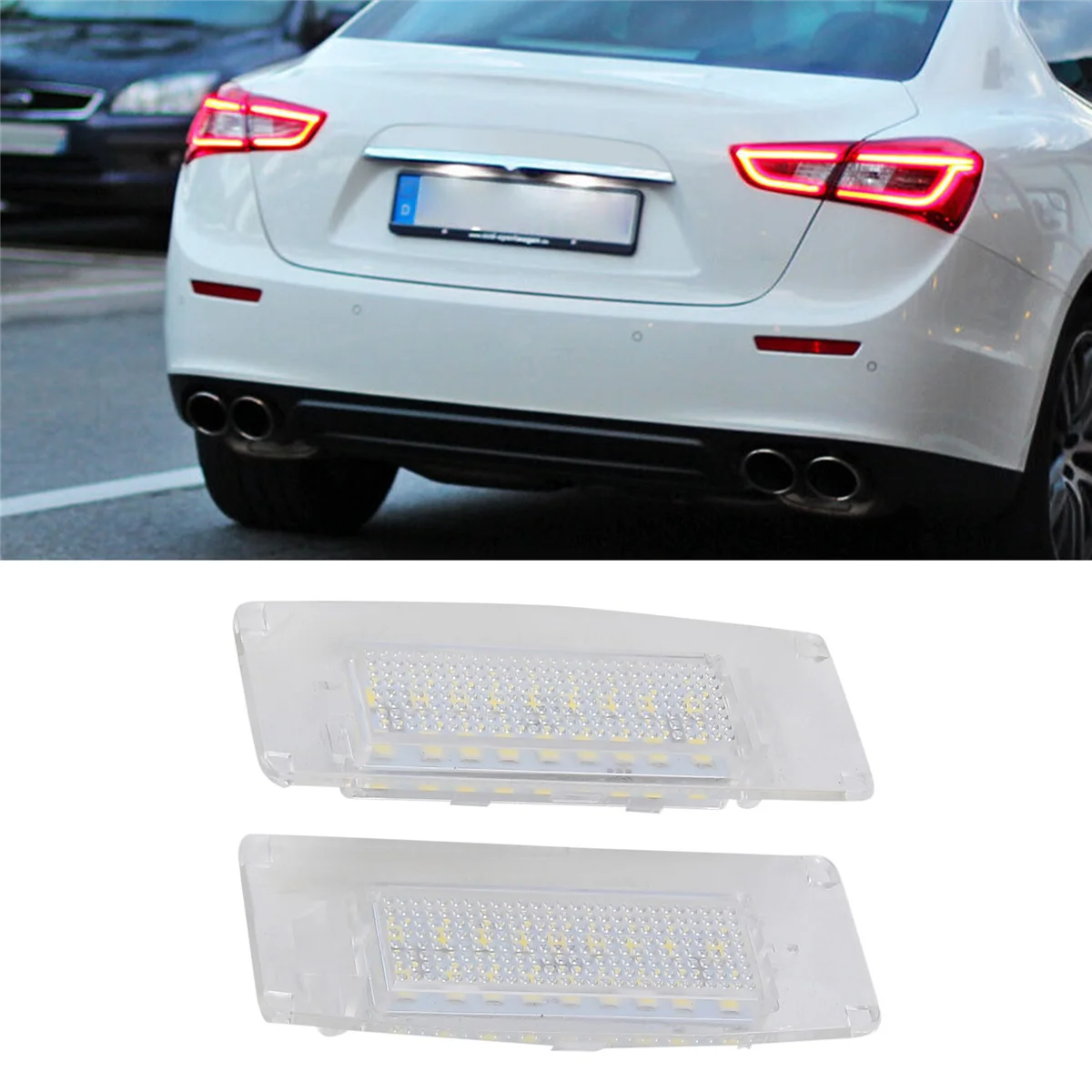 

2x LED License Plate Light Tag Lamp for Maserati Ghibli III M157 2014-2020