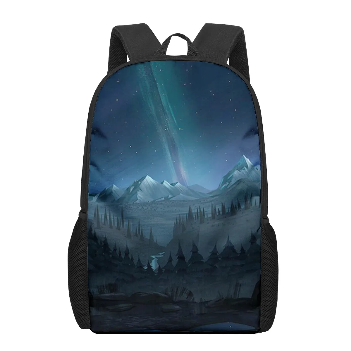 Sac à Dos d'École avec Illustration de Paysage Anime 3D pour Enfant, Cartable Décontracté pour Garçon et Fille