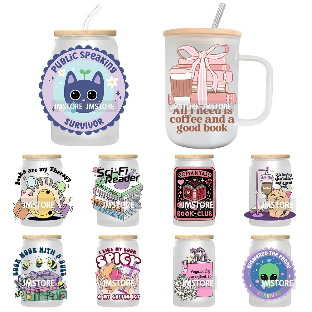 

Bee A Book Warm 16OZ UV DTF Cup Wrap, переводные наклейки, пользовательские этикетки, водонепроницаемый логотип для Libbey Glass Can мотивационные слова