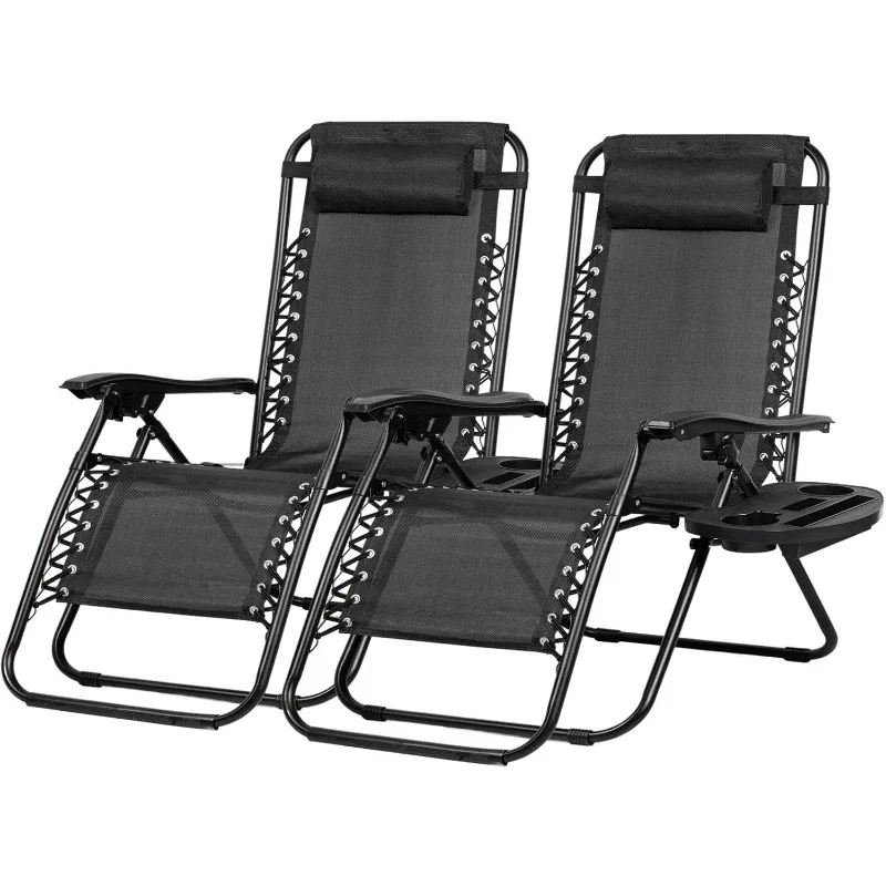 

Nazhura Set of 2 Relaxing Recliners Patio Chairs Adjustable Steel Mesh Zero Gravity Lounge Chair Beach Chairs