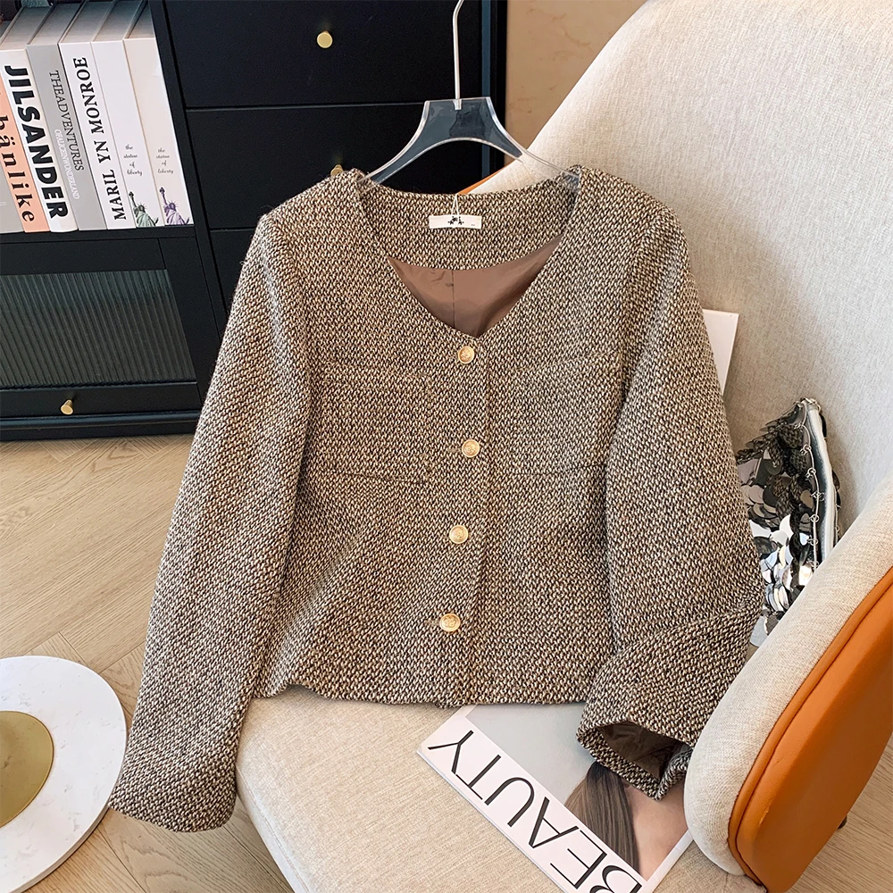 

Autumn and winter plus size women's temperament luxury jacket commuter loose office career long-sleeved blouse Korean style