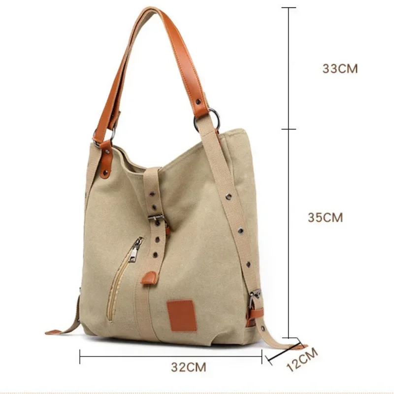 Winter Canvas Women Shoulder Bags High Quality Multi Function Back Pack for Students School Travel Large Capacity Backpacks