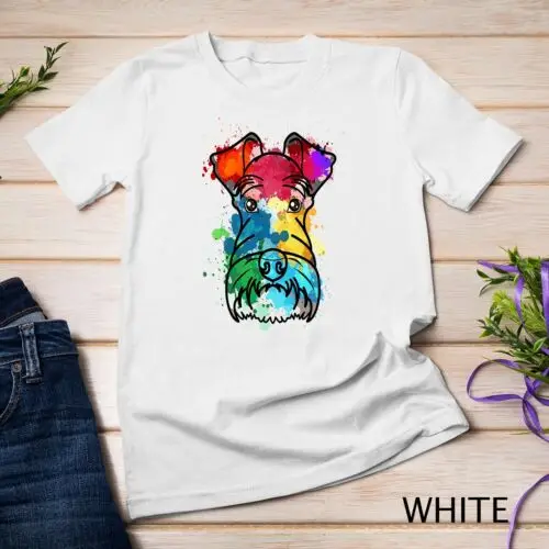 Miniature Schnauzer Water Color Dog Mom Paint Splat Love Unisex T-shirt