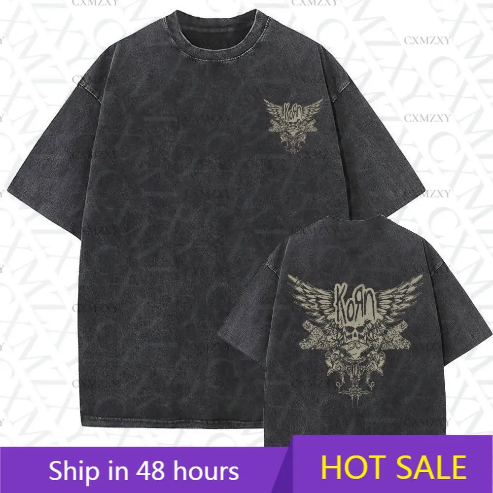 

Vintage Washed KoЯn Concert Rock Band World Tour T-Shirt Men and Women