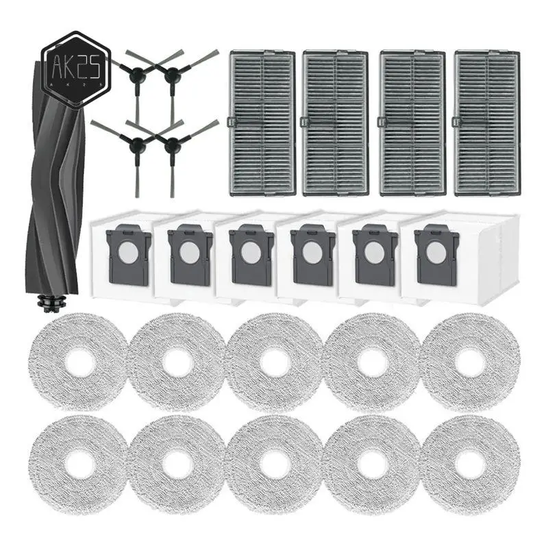 

Запчасти и аксессуары для робота-пылесоса Dreame Mova E30 Ultra: основная и боковые щетки, HEPA-фильтр, салфетка для влажной уборки (модель AK25)