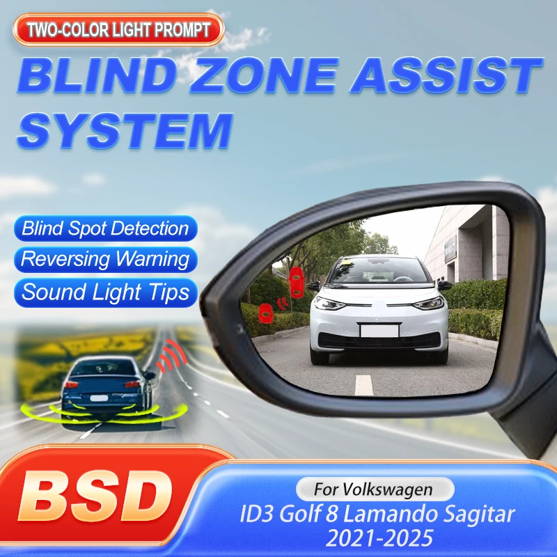 Car BSD BSM BSA Rear Mirror Blind Spot Detection System Parking Sensor Kit For Volkswagen ID3 Golf 8 Lamando Sagitar 2021-2025