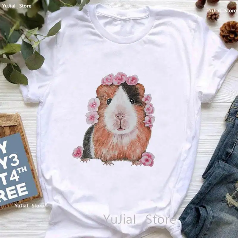 Tee Round Neck Animal Capybara Loose Fashion Europe and The United States New Casual Clothes T-shirt Graphic T Shirts