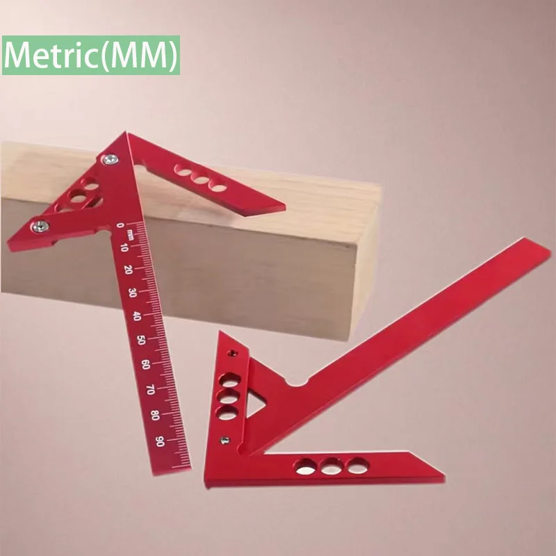 Aluminum alloy woodworking center positioning line ruler, 45/90-degree Angle marking ruler, used for precise measurement.