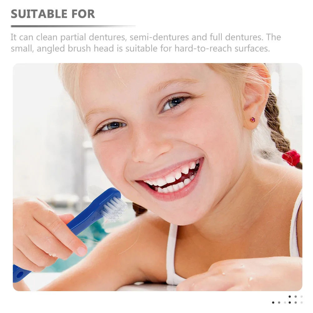 

6Pcs Double Head Denture Brush Soft Bristles Ergonomic Design for Adult Oral Care False Teeth Cleaning Tool Home Denture Care