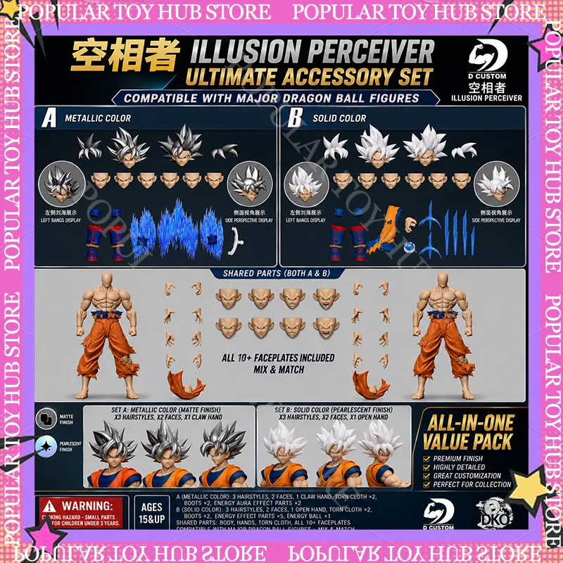 

RE&DKO Illusion Perceiver Ultra Instinct Goku Figure Accessory Set Hair Face Effect Parts Compatible Model Kit Accessory