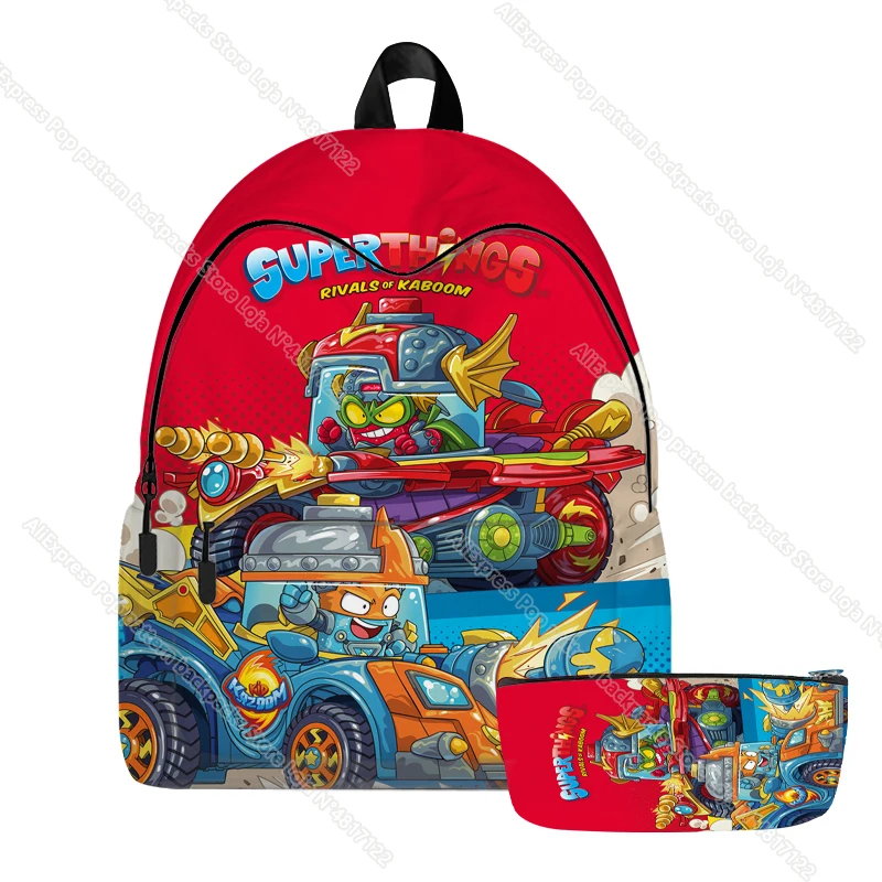 Ransel Anak-anak Super Zings Ransel Anak Laki-laki Perempuan Kazoom Tas Sekolah Tahan Air Ransel Anak Laki-laki Perempuan 2 Buah/Set Ransel + Tempat Pensil