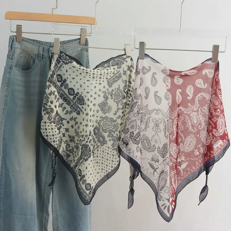 Silk Scarf Belt Women 2025 New Ornament Matching Pants Waist Jeans Matching Skirt Bandage Dress Triangular Binder Fart Curtain