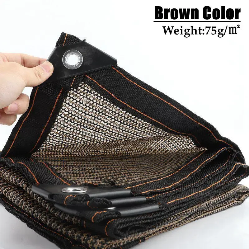 Heavy Duty Brown Shade Netting UV Protection For Garden Buildings Outdoor Sun Block Mesh 60~85% Shading With Reinforced Edges