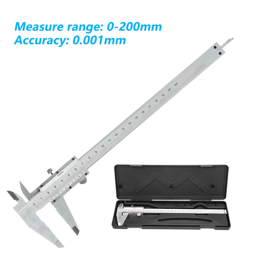 Vernier Caliper Carbon Steel Caliper Measuring Tool 0-8inch/0-200mm 0.001mm Precision Caliper Manual Micrometer Slide Caliper