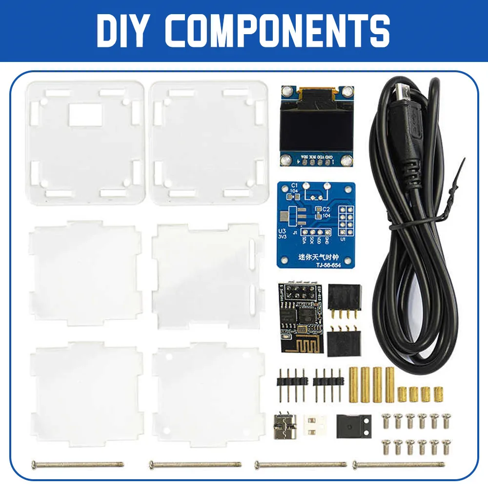 Elektroniczna wielofunkcyjna stacja pogodowa ESP8266 MINI zegar pogodowy WIFI zegar cyfrowy DIY zestaw lutowniczy — zdjęcie produktu 2