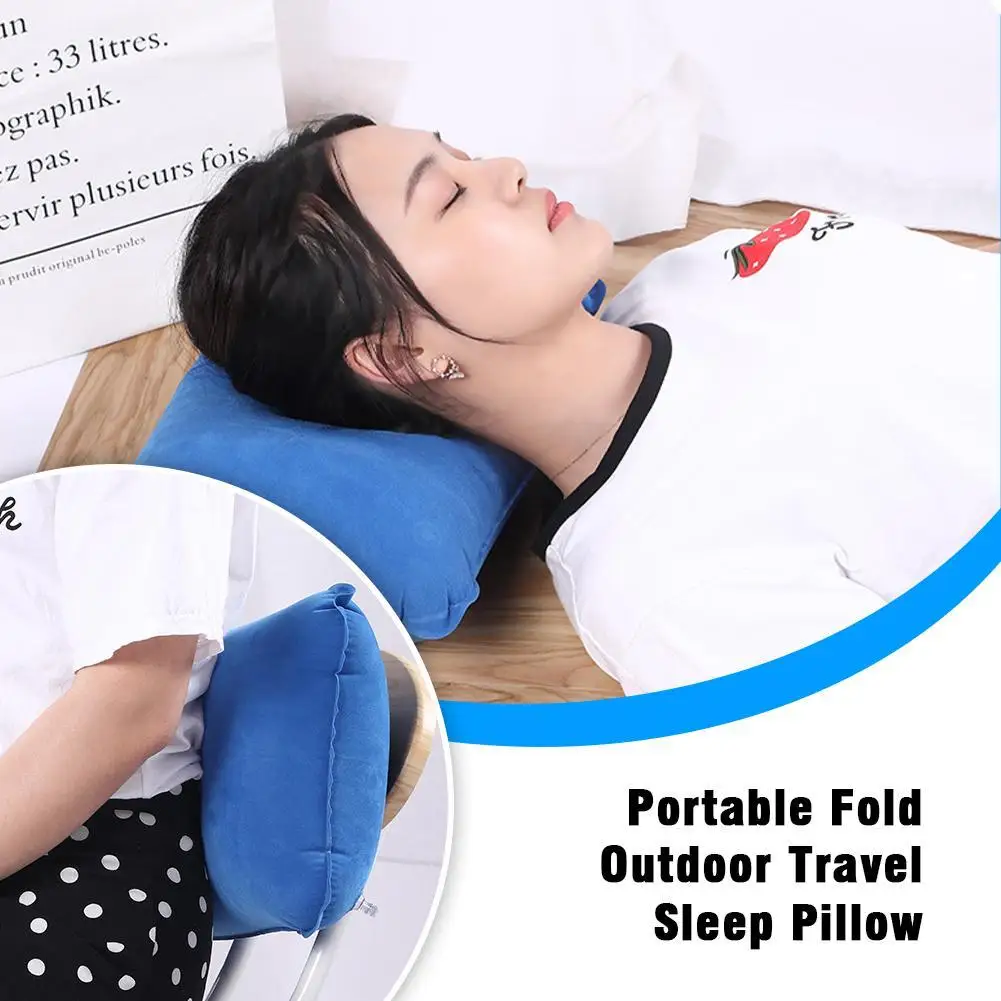 Portable Fold Outdoor Travel Sleep Pillow Camping Tent Inflatable Pillow Comfortable Picnic Beach Camping Inflatable Pillows