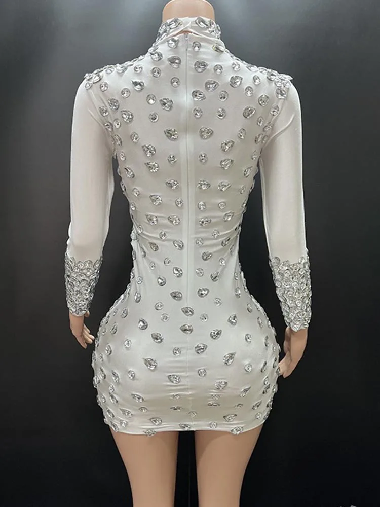 Wysokiej jakości tłoczona na gorąco seksowna siatkowa elastyczna sukienka przylegająca do bioder 2024, nowa modna niestandardowa odzież damska