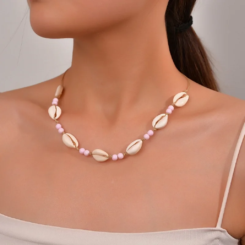 Handgemaakte Gevlochten Zeeschelp Ketting Vrouwen Sieraden Zomer Strand Shell Choker Boho Touw Kralen Kettingen Kraag Vrouw Feest Cadeau