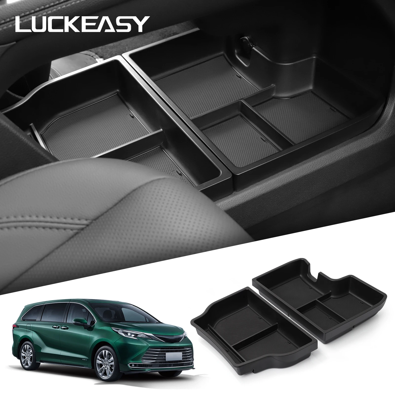 for Toyota Sienna 2024 2025 Center Console Lower Storage Box Car Interior Accessories Storage Tray Organizer Case 2pcs/set