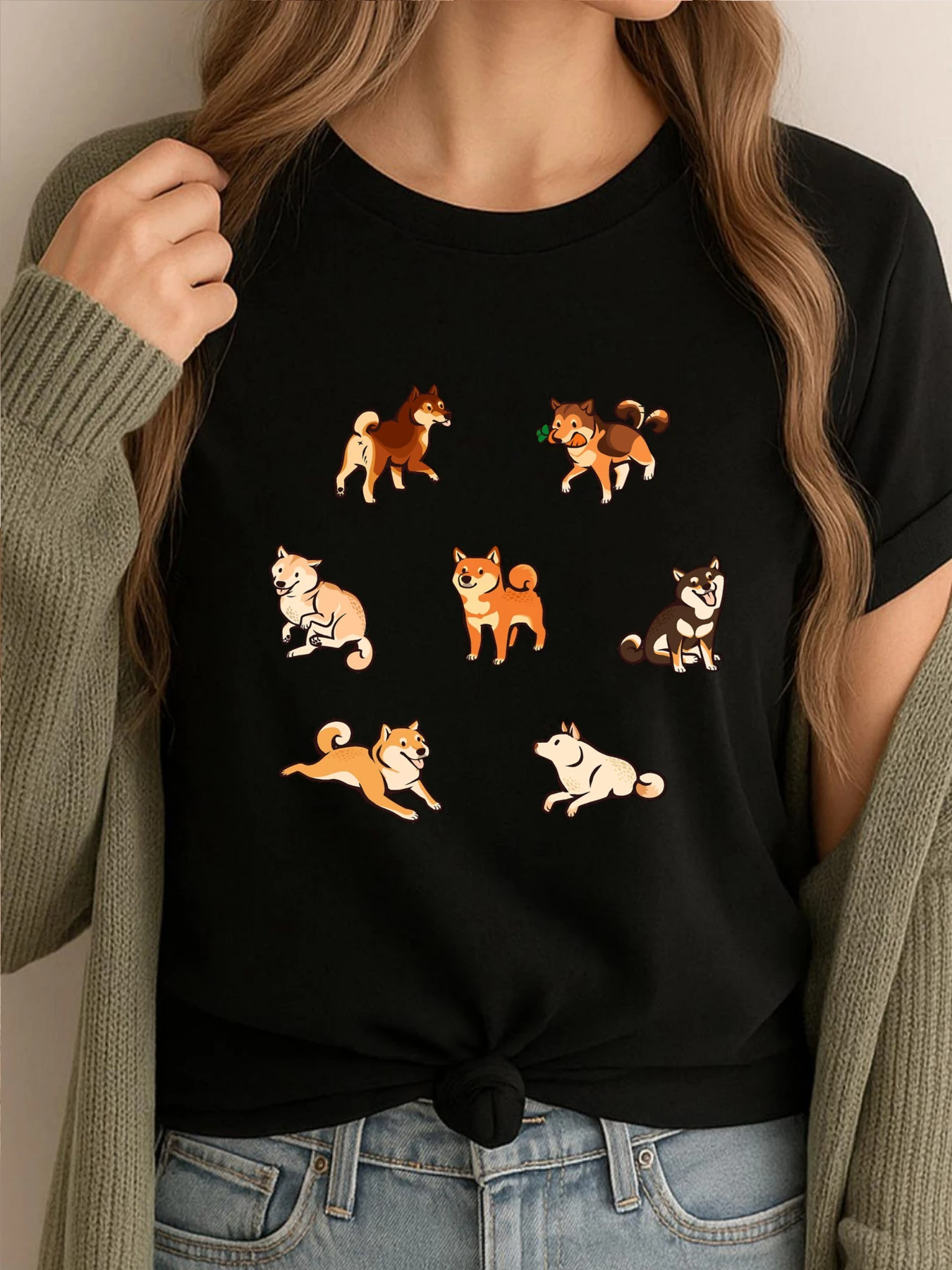 

Синяя мужская одежда Shibes, уличная одежда, мужские топы и футболки, футболки с графическим рисунком, мужская модная футболка большого размера с кавайным принтом