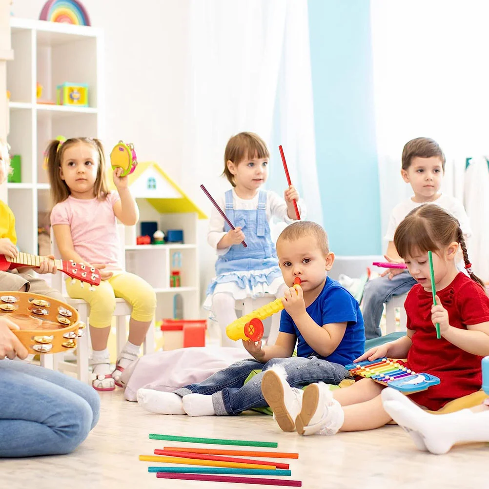 Bastoncini di ritmo in legno colorati bastoncini di batteria classici per bambini Samba strumenti musicali a percussione giocattoli educativi