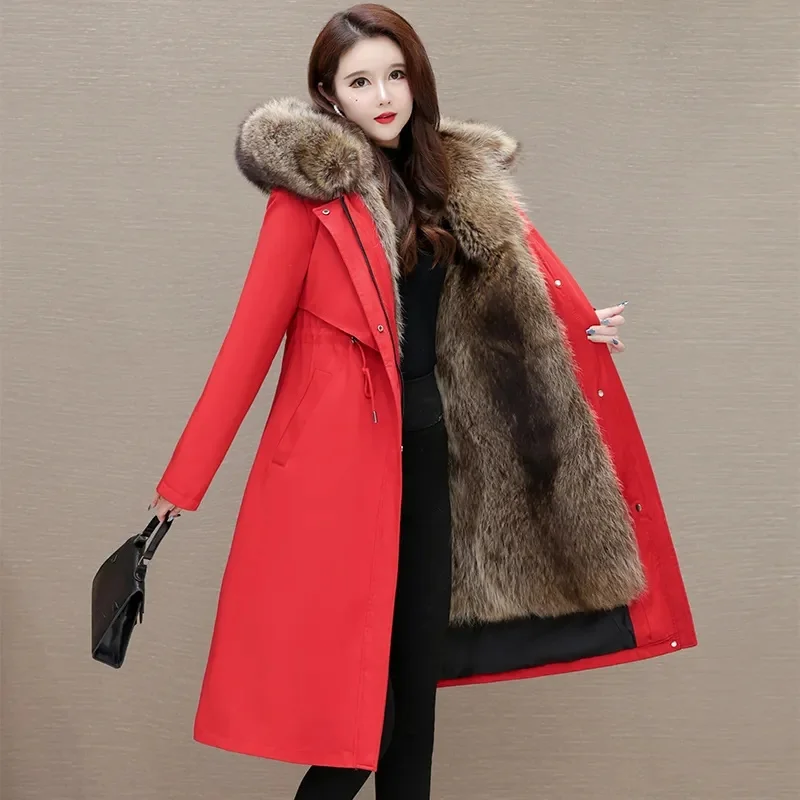

Padded Fur Coats Ladies 2025 Winter New Pai Overcome Coat Women Detachable Inner Liner Fur Integrated Overcoat Long Down Jacket