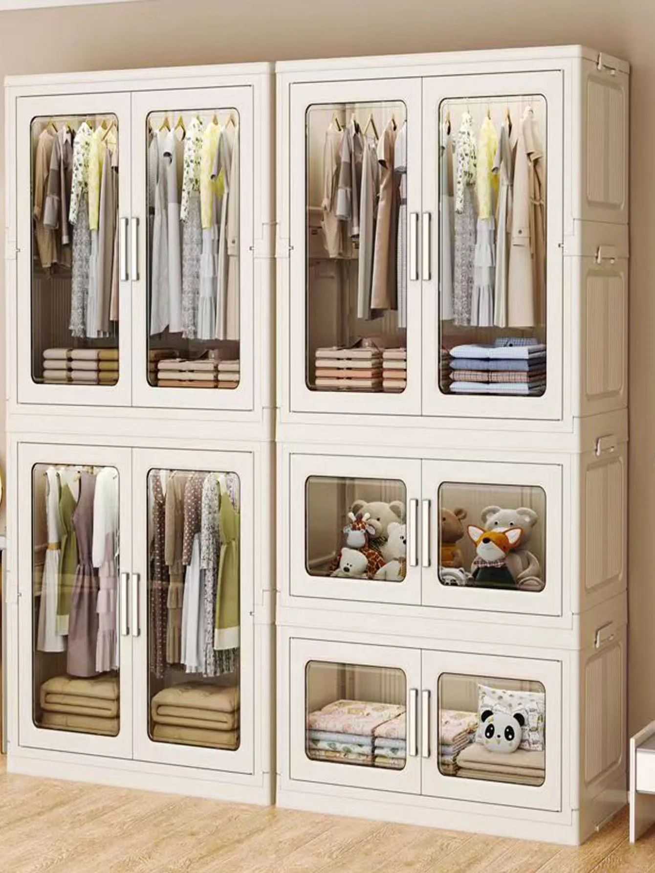 

Foldable Multi-Layer Baby Wardrobe Storage Cabinet U-Shape Simple Home Organizer for Bedroom Clothes & Trousers